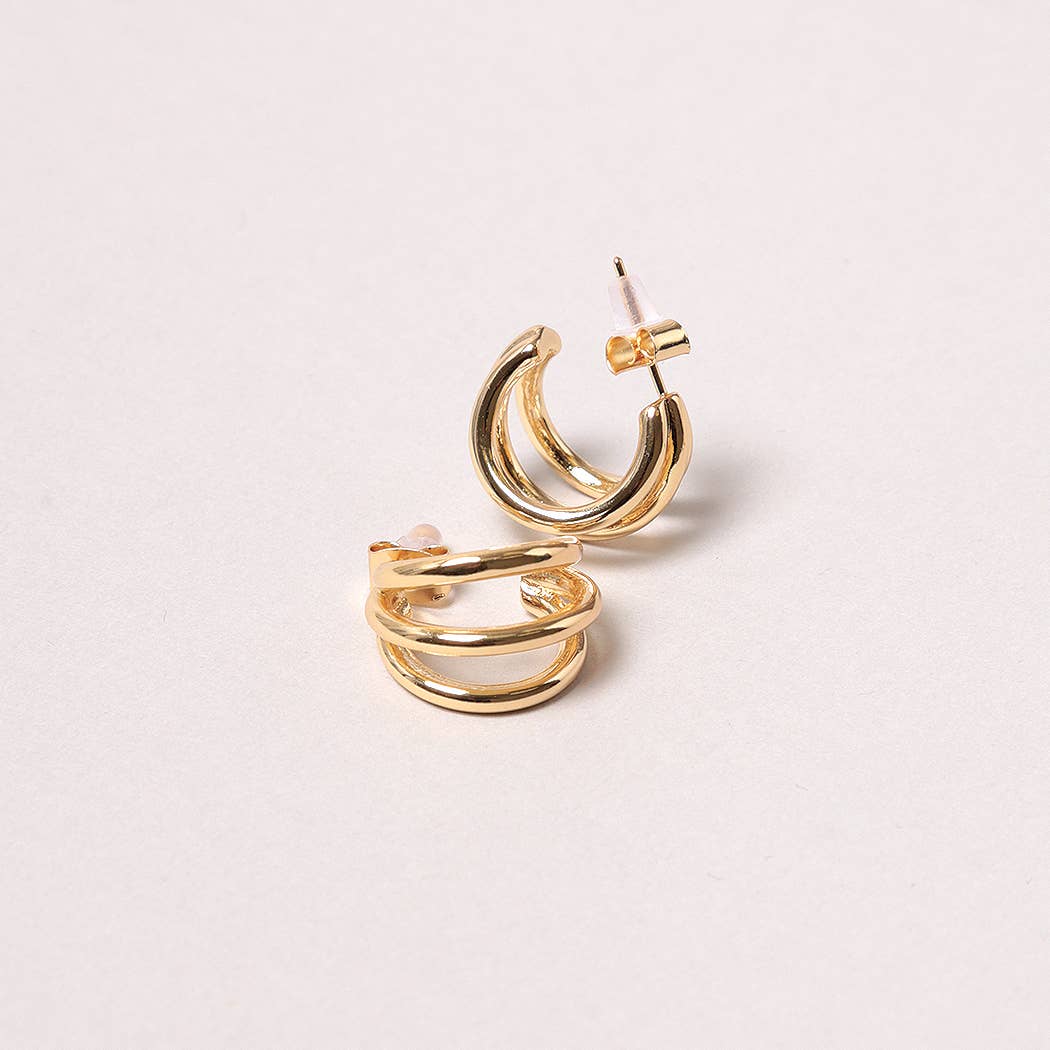 Gold Double Ring Hoops - Image 3