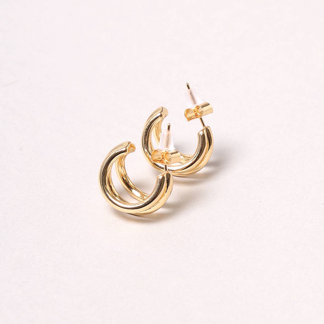 Gold Double Ring Hoops - Image 4