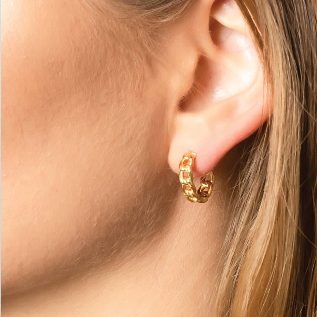 White Gold Mini Link Hoops - Image 3