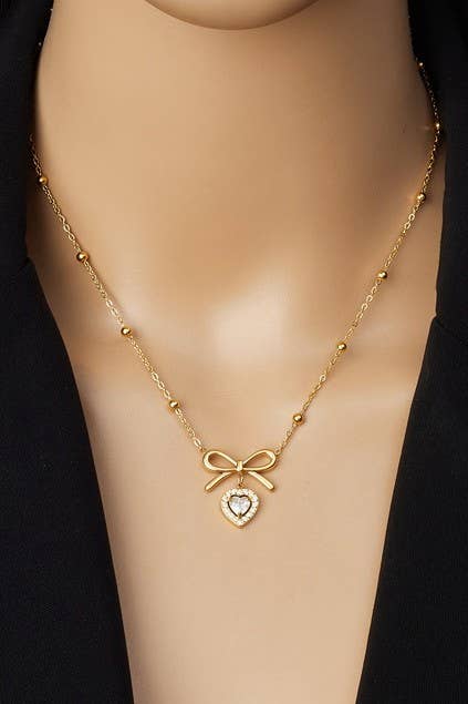 Heart & Bow Necklace - Image 2