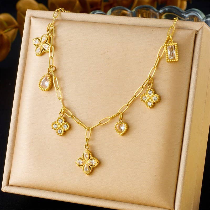 Cross Clover Charm Necklace - Image 2