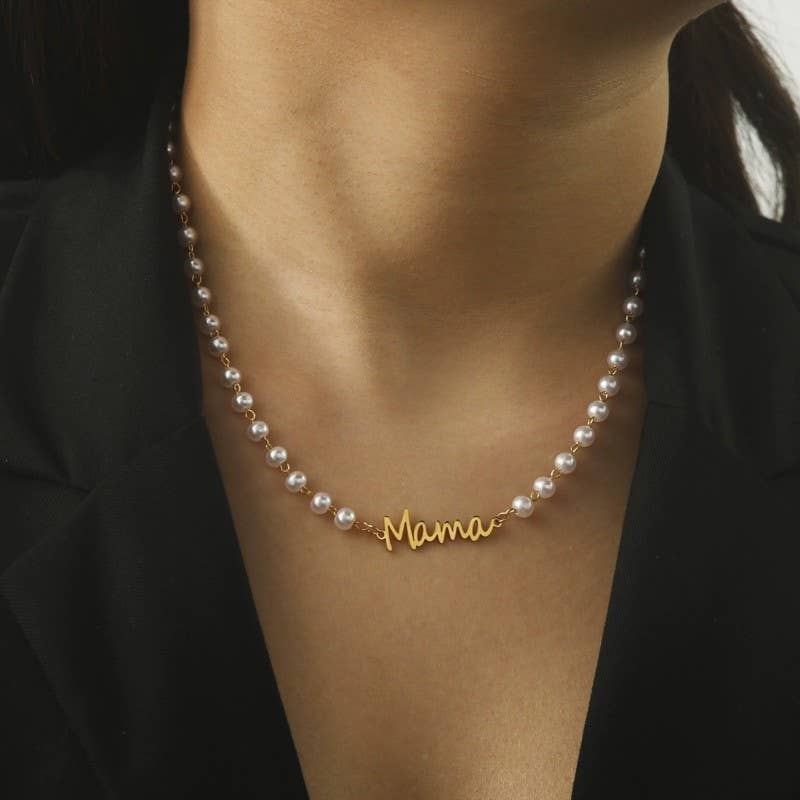 "Mama" Pearl Necklace - Image 3