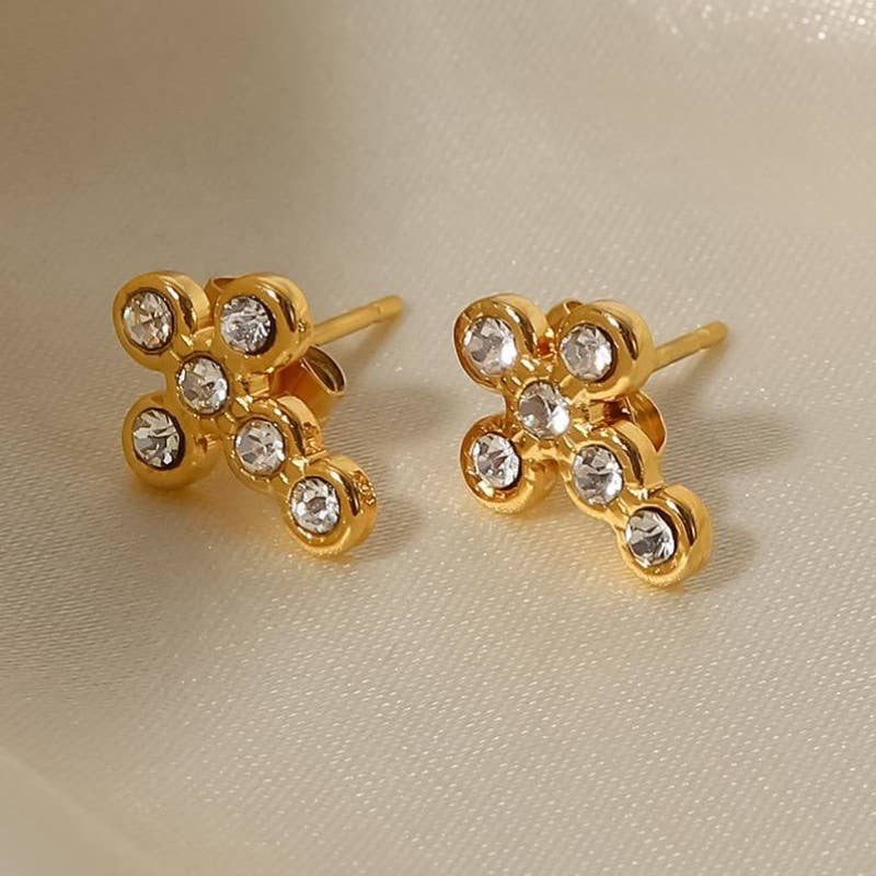 Crystal Cross Studs