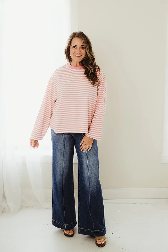 Pink Laidback Lines Pullover - Image 2