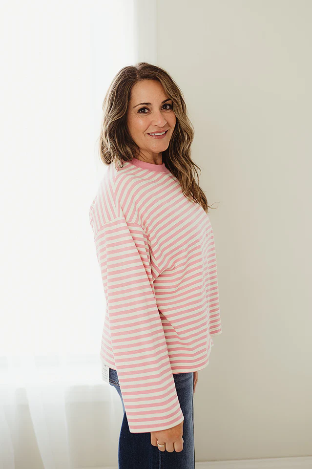 Pink Laidback Lines Pullover - Image 3