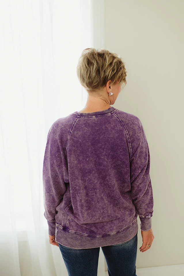 Violet Acid Washed Pocket Pullover - Image 4