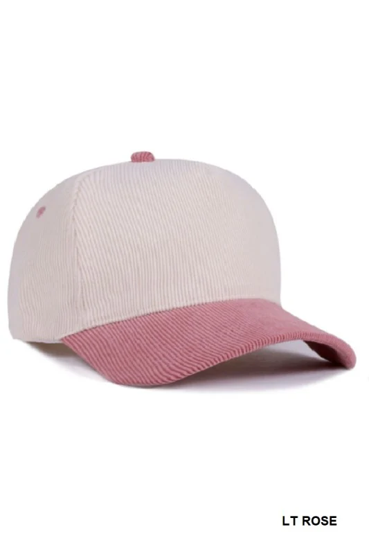 Light Rose Two Tone Corduroy Hat - Image 3