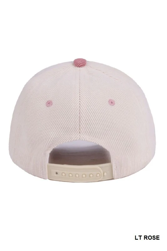 Light Rose Two Tone Corduroy Hat - Image 4