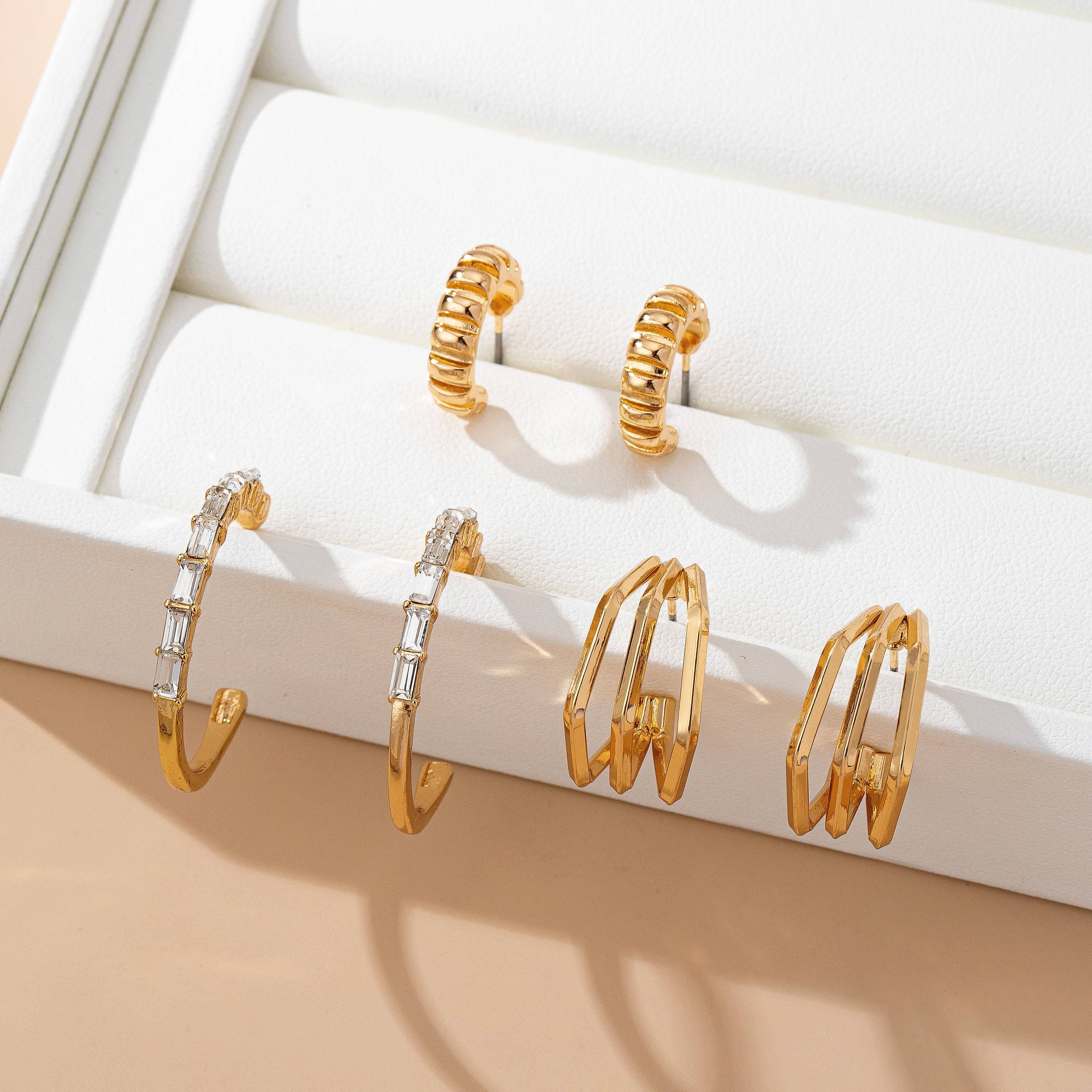 Hex & Crystal Earring Trio - Image 3
