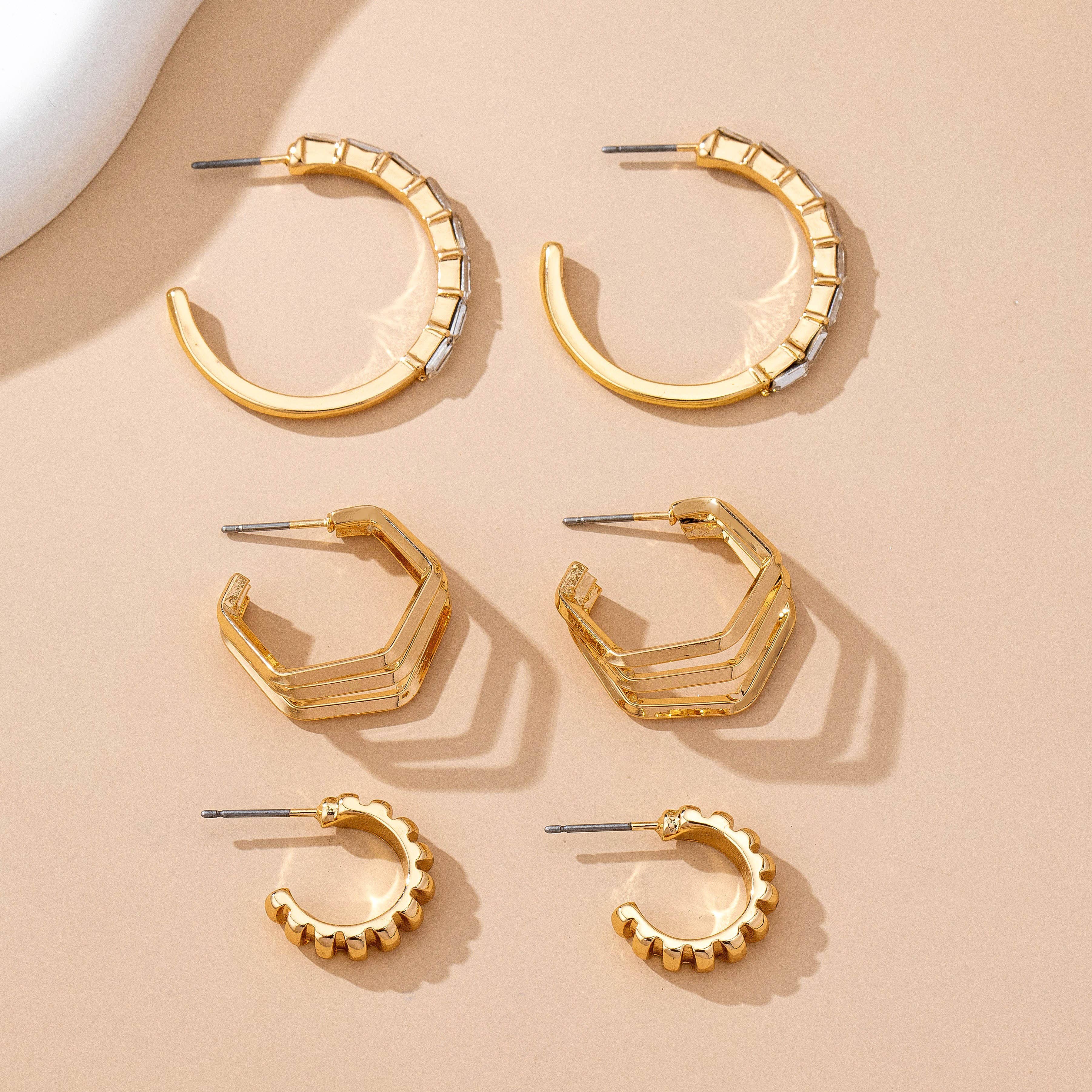 Hex & Crystal Earring Trio - Image 4