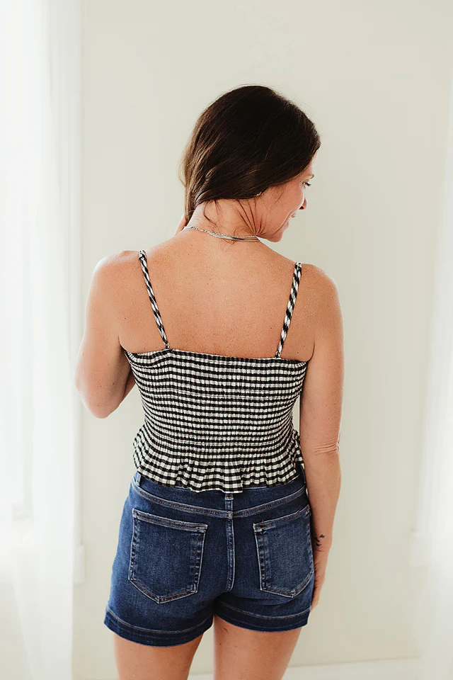 Black Gingham Crop Top - Image 3