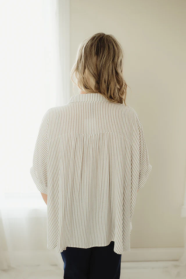 Taupe Stripe Edit Top - Image 2