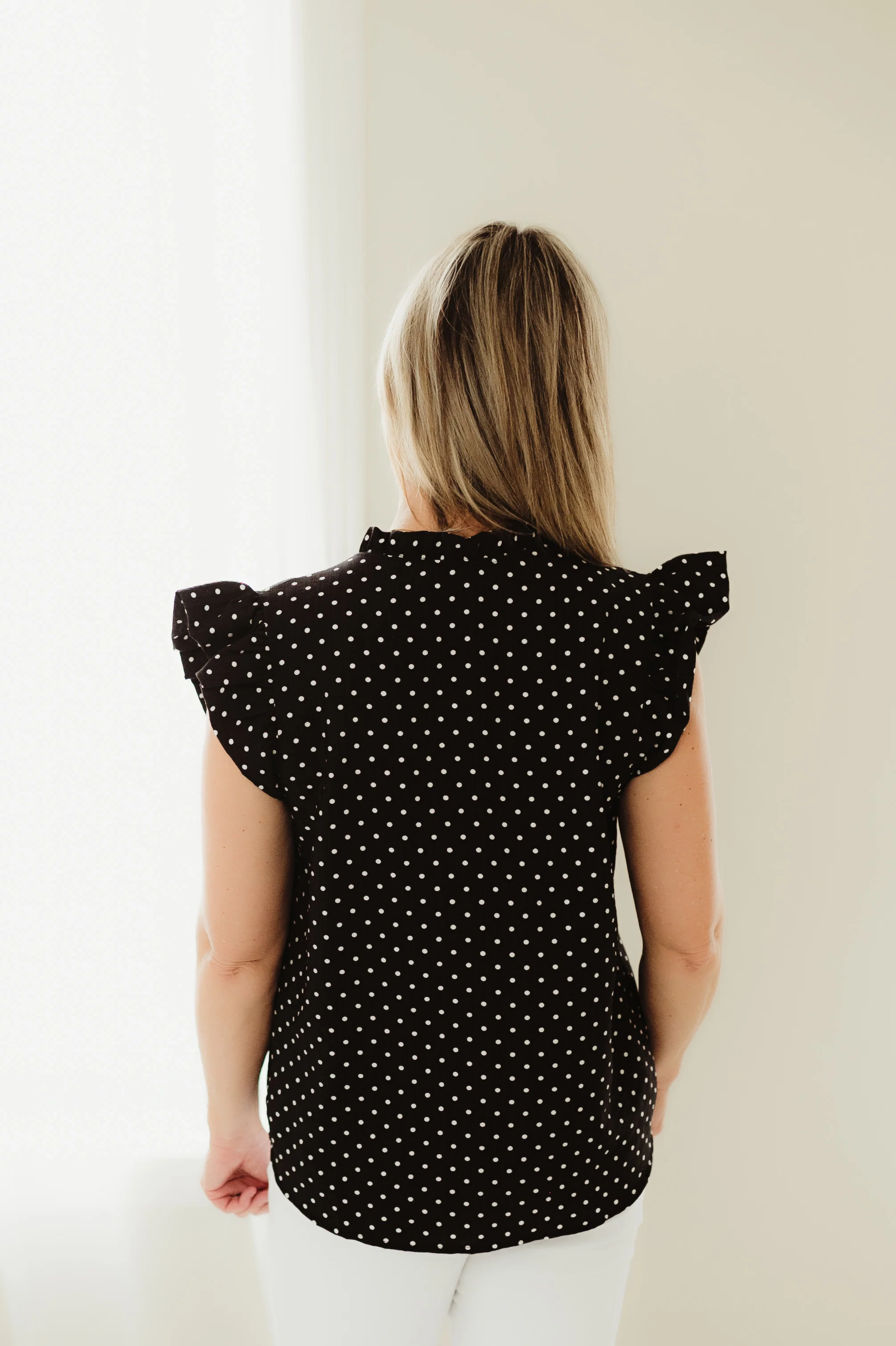 Black Ruffle Dot Top - Image 4