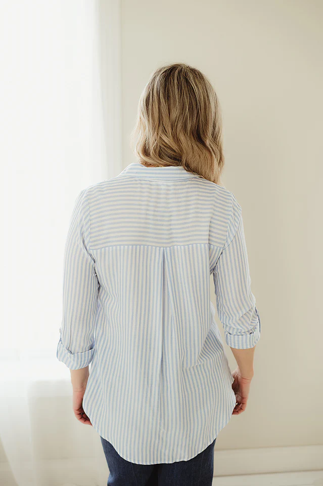 Blue Lightweight Striped Button Down - Image 4