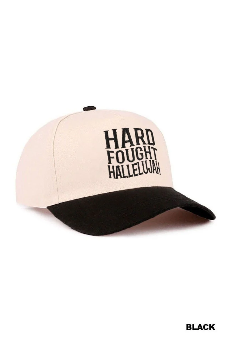 Black "HARD FOUGHT HALLELUJAH" Hat - Image 4
