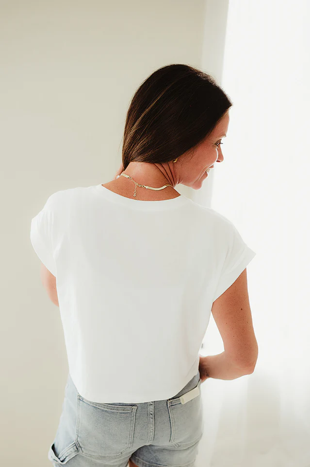 White Cotton Crop Top - Image 3