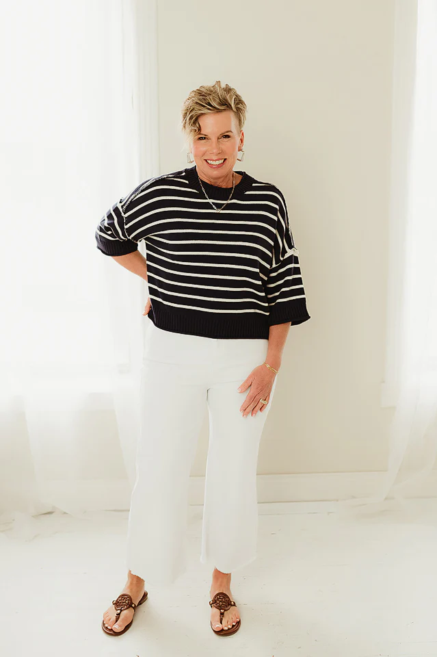 Navy & White Boardwalk Pullover - Image 2
