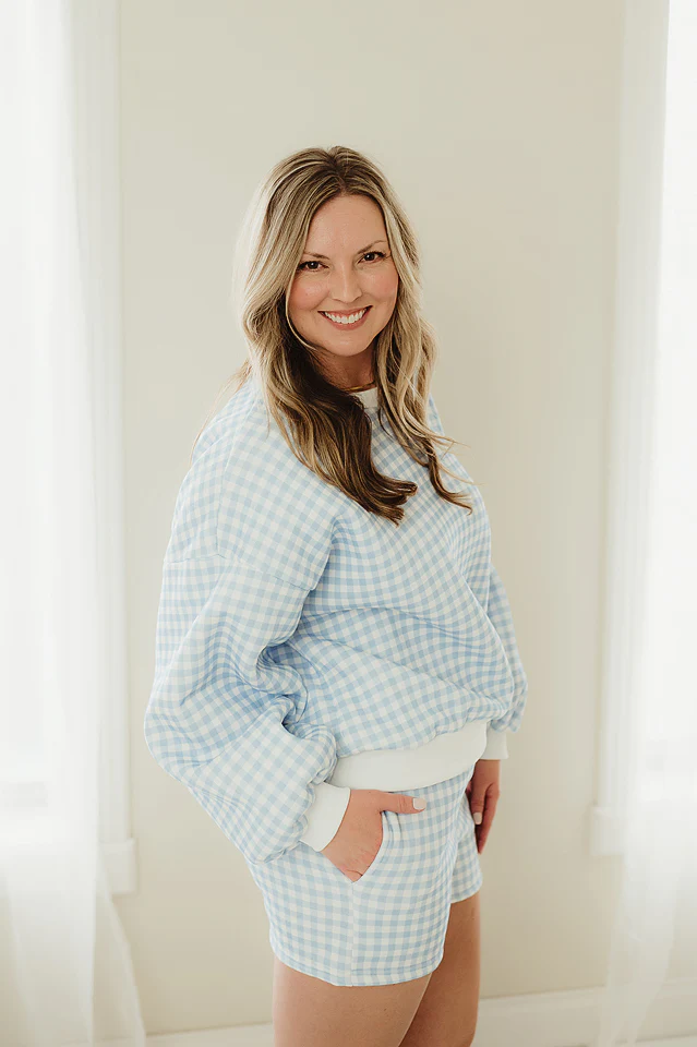 Blue Gingham Lounge Set - Image 3