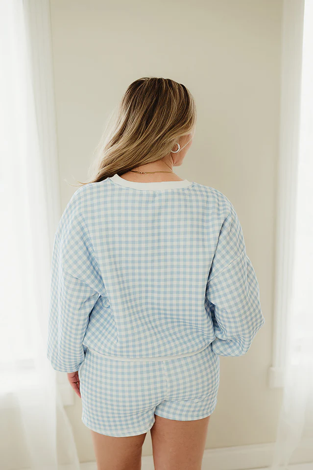 Blue Gingham Lounge Set - Image 4