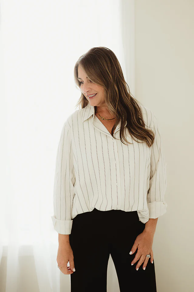 White Breezy Lines Top