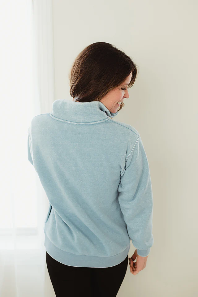 Light Blue Comfort Mock Pullover - Image 3