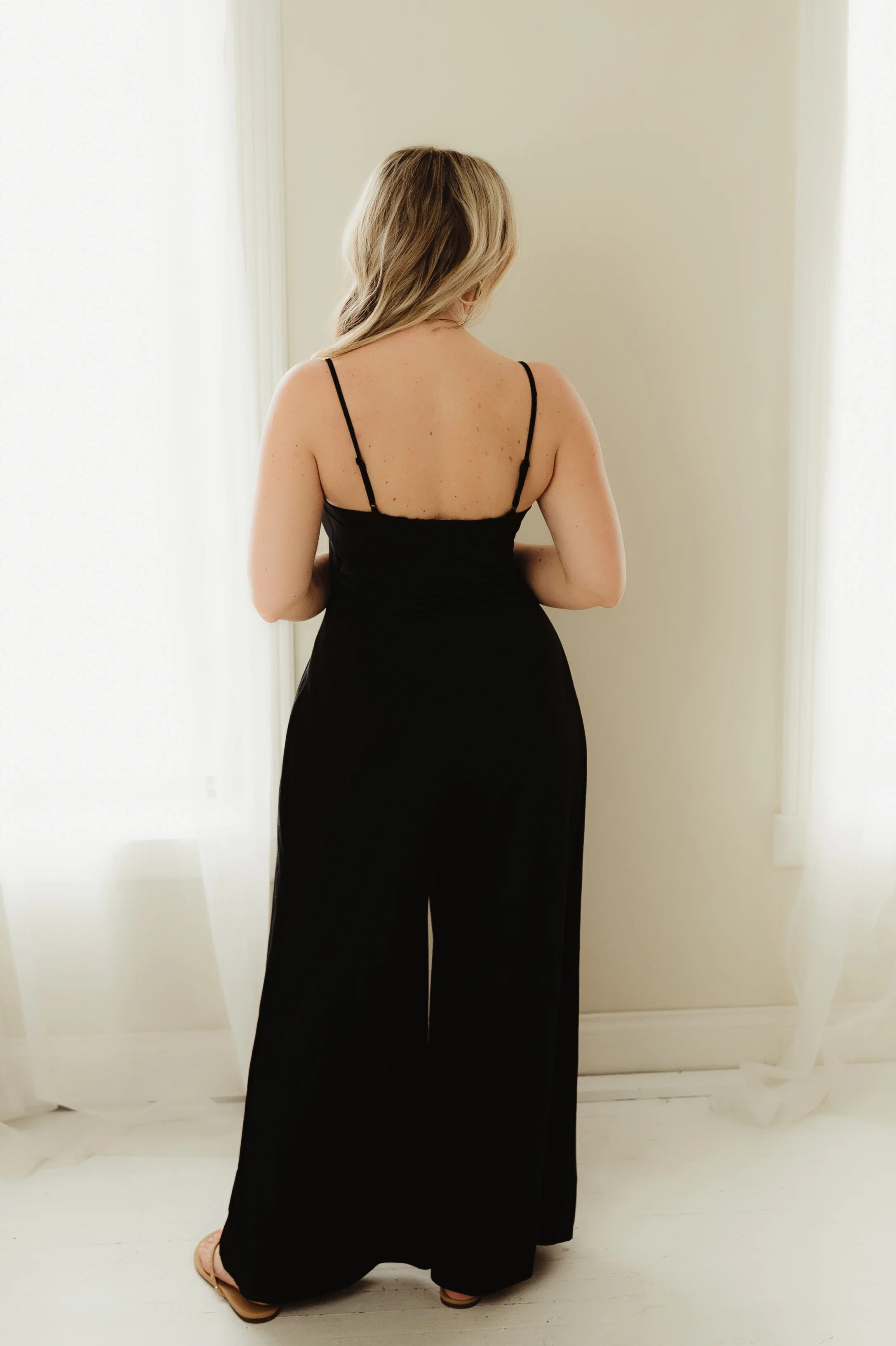 Black Radiant Flare Jumpsuit - Image 3