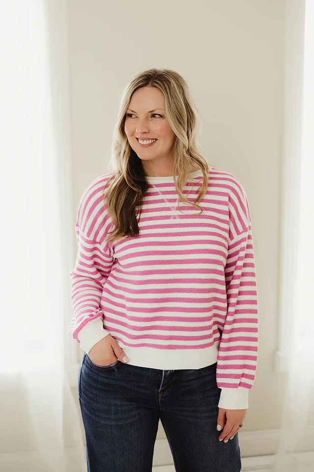 Candy Pink Core Striped Crew
