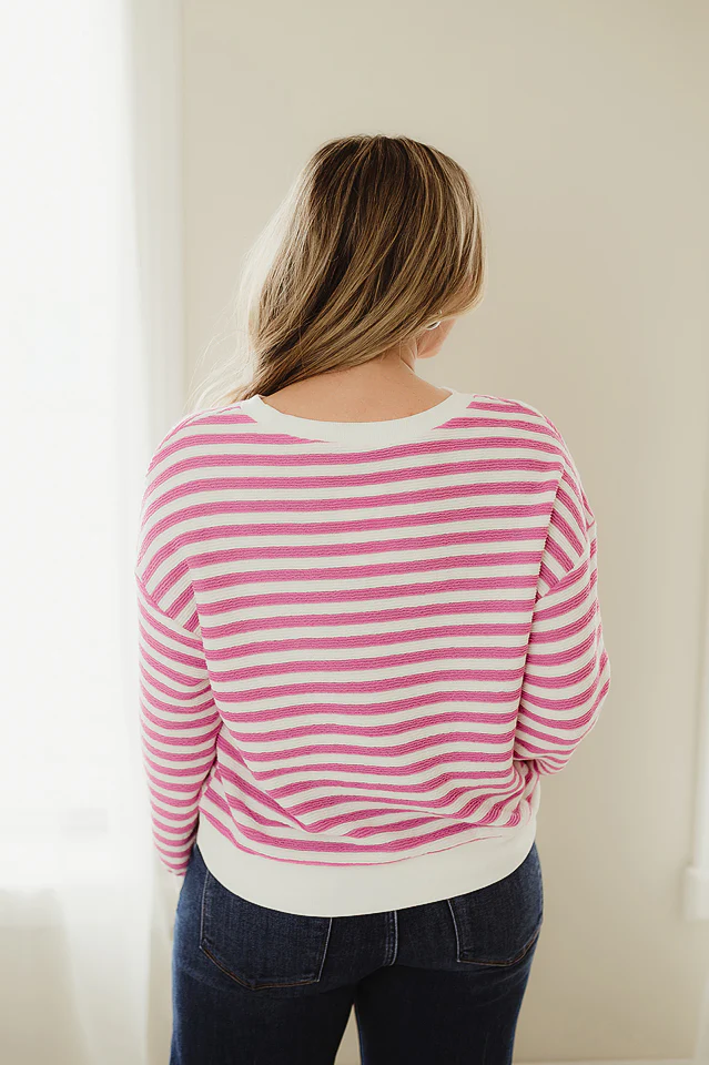 Candy Pink Core Striped Crew - Image 4