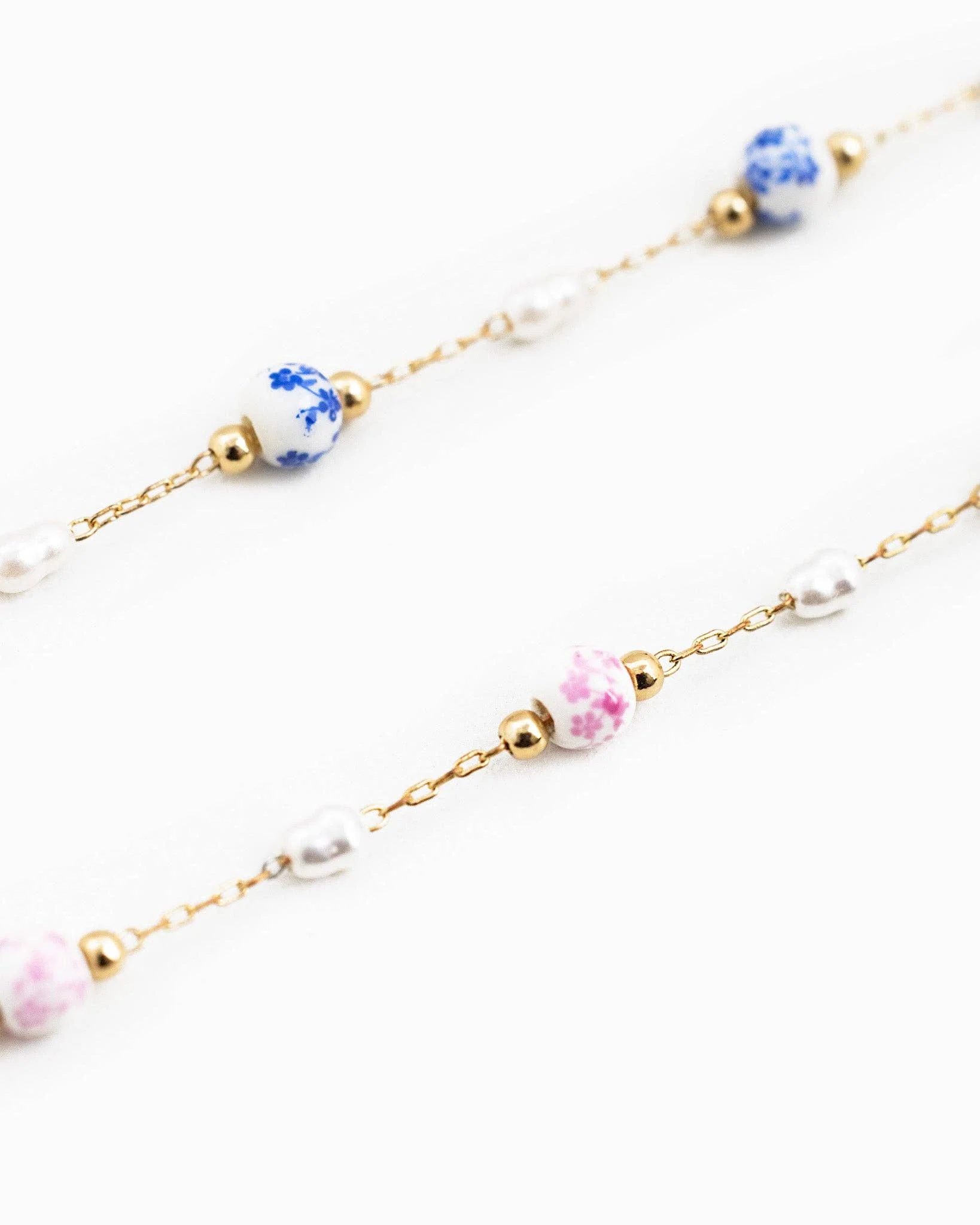 Ceramic Blue & Pearl Necklace - Image 2