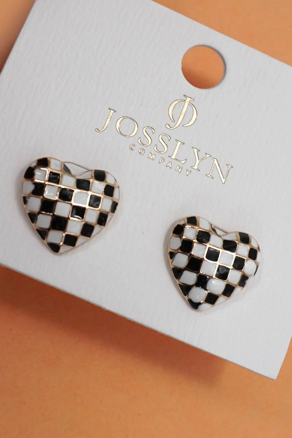 Checker Heart Earrings - Image 4