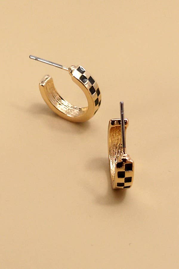 Checker Huggie Hoops - Image 3