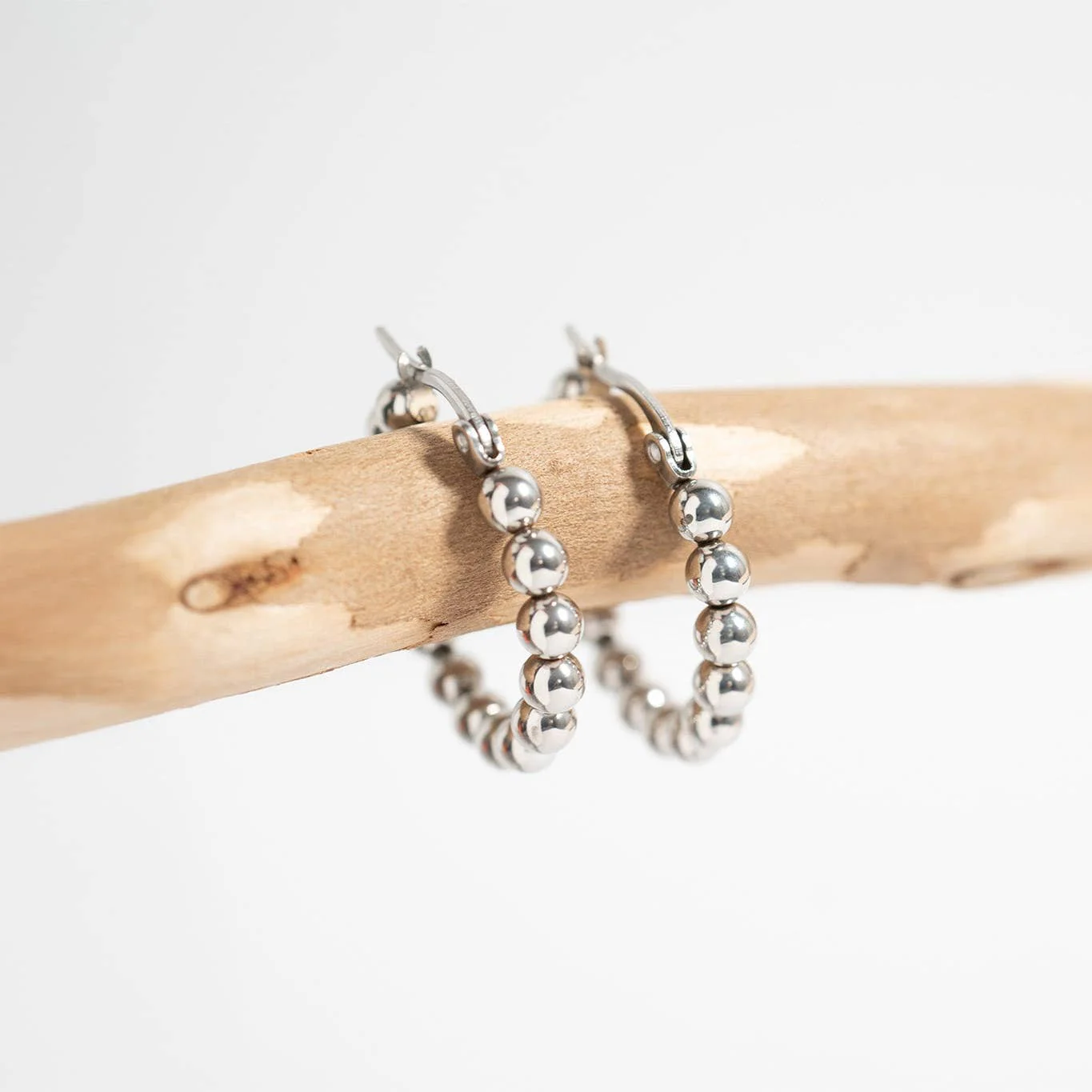 Circle Ball Hoop Earrings - Image 2