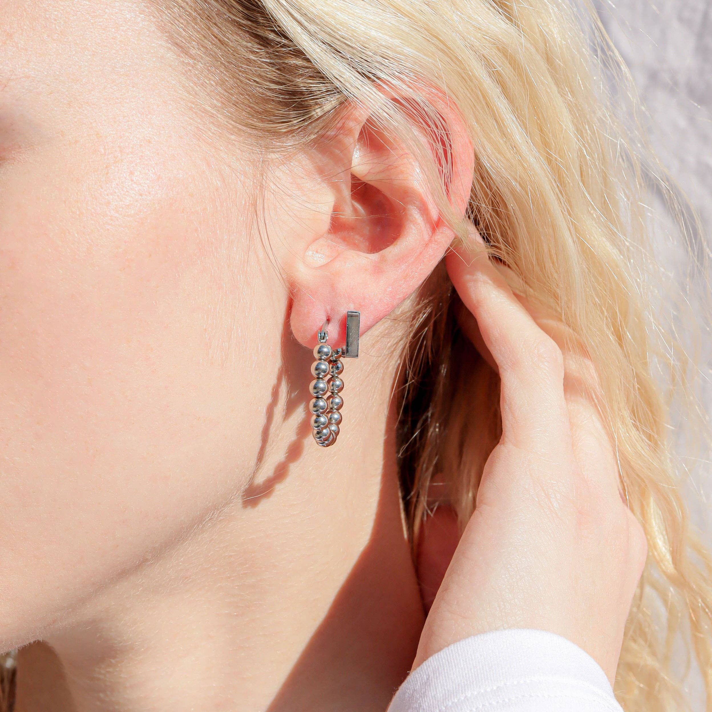 Circle Ball Hoop Earrings - Image 3