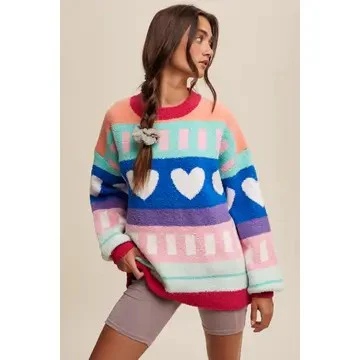Colorful Heart Pattern Sweater {2 colors available} - Image 12