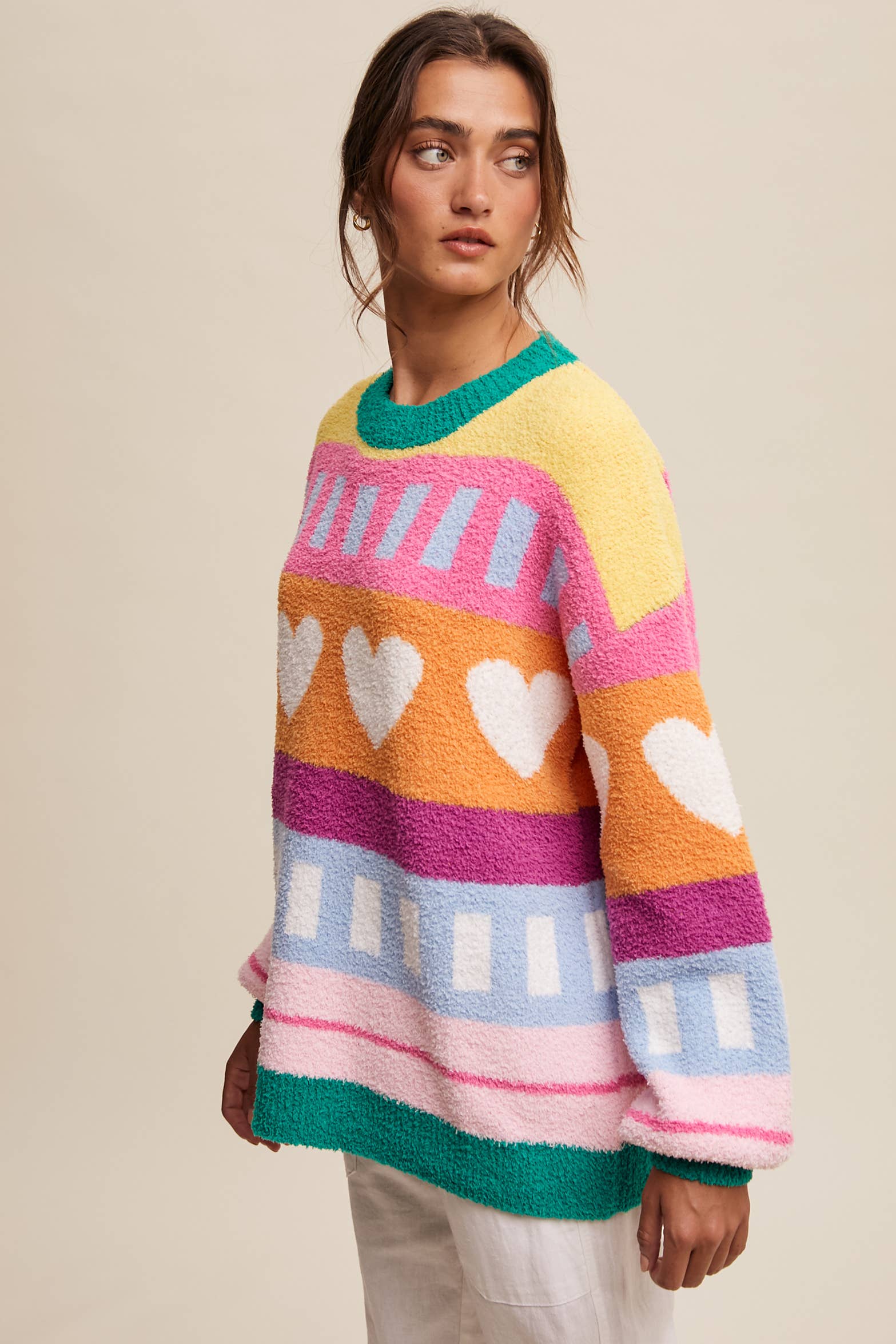Colorful Heart Pattern Sweater {2 colors available} - Image 4