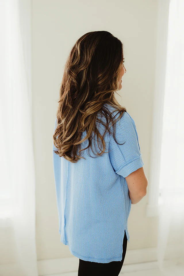 Sky Blue Corded Cozy Top - Image 3
