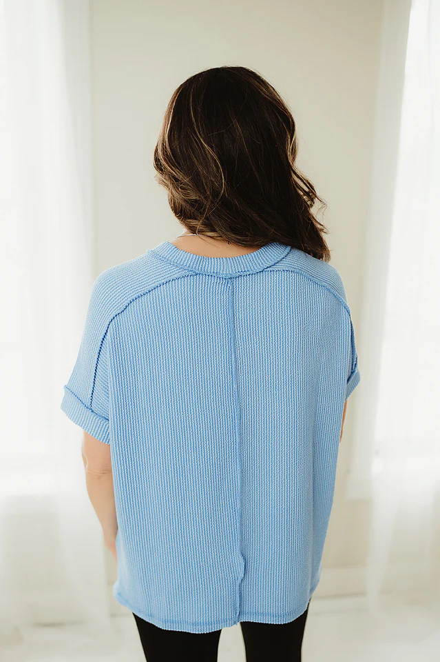 Sky Blue Corded Cozy Top - Image 4