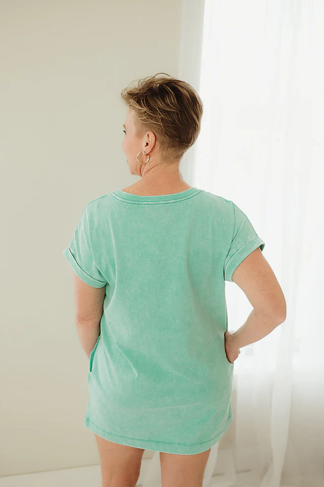Mint Washed Pocket Tee Dress - Image 3