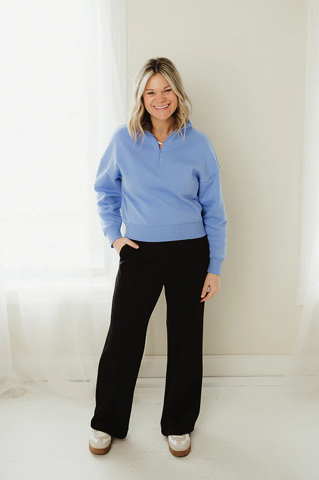 Cornflower Blue Weekend Fleece Half Zip - Image 2