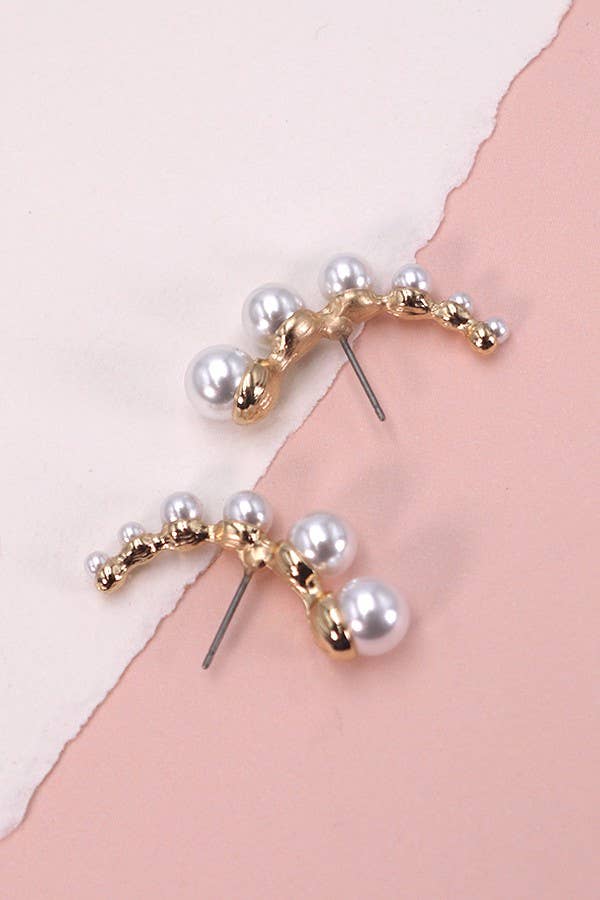 Crescent Pearl Cartilage Studs - Image 2