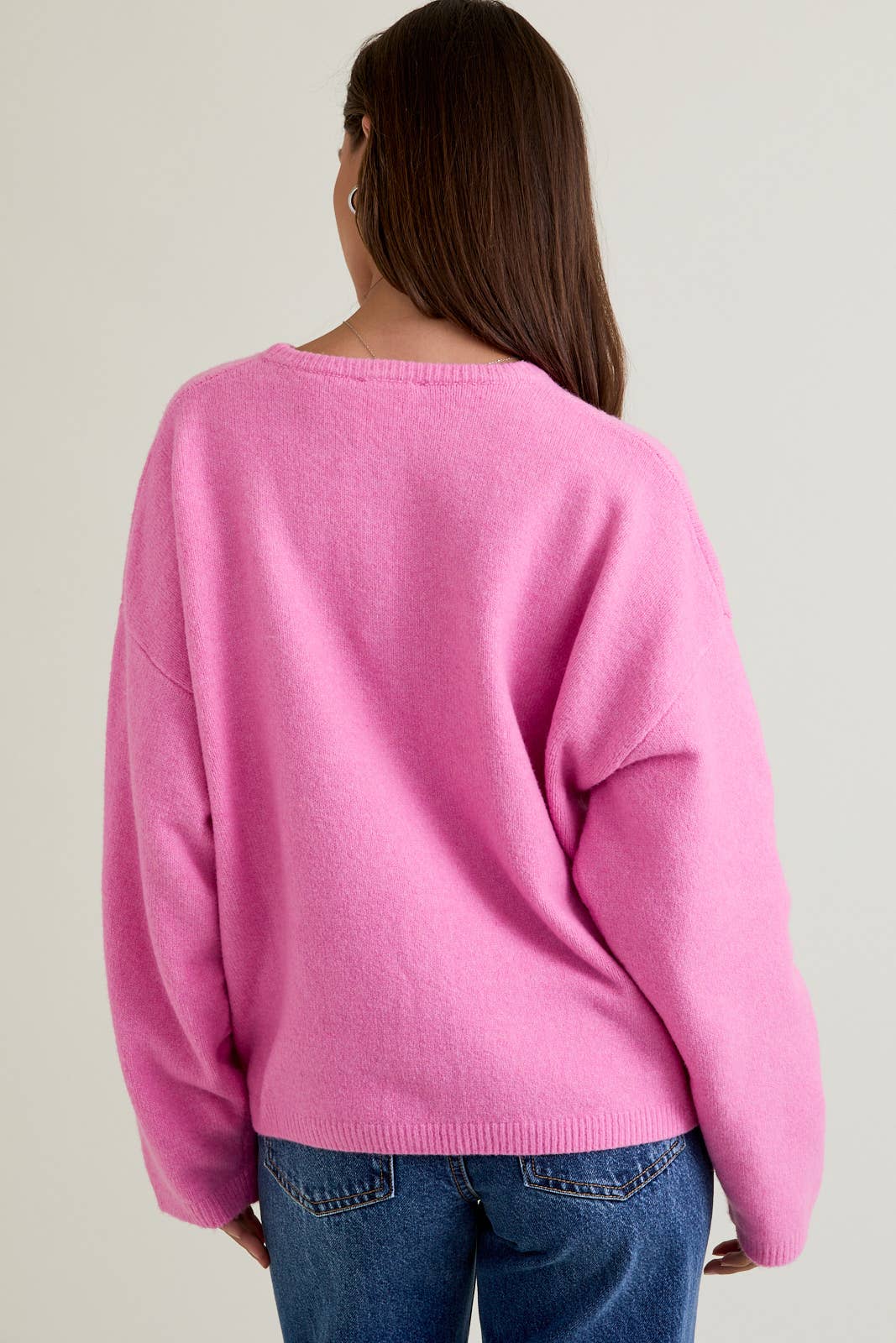 Pink Crew Neck Cardigan - Image 3