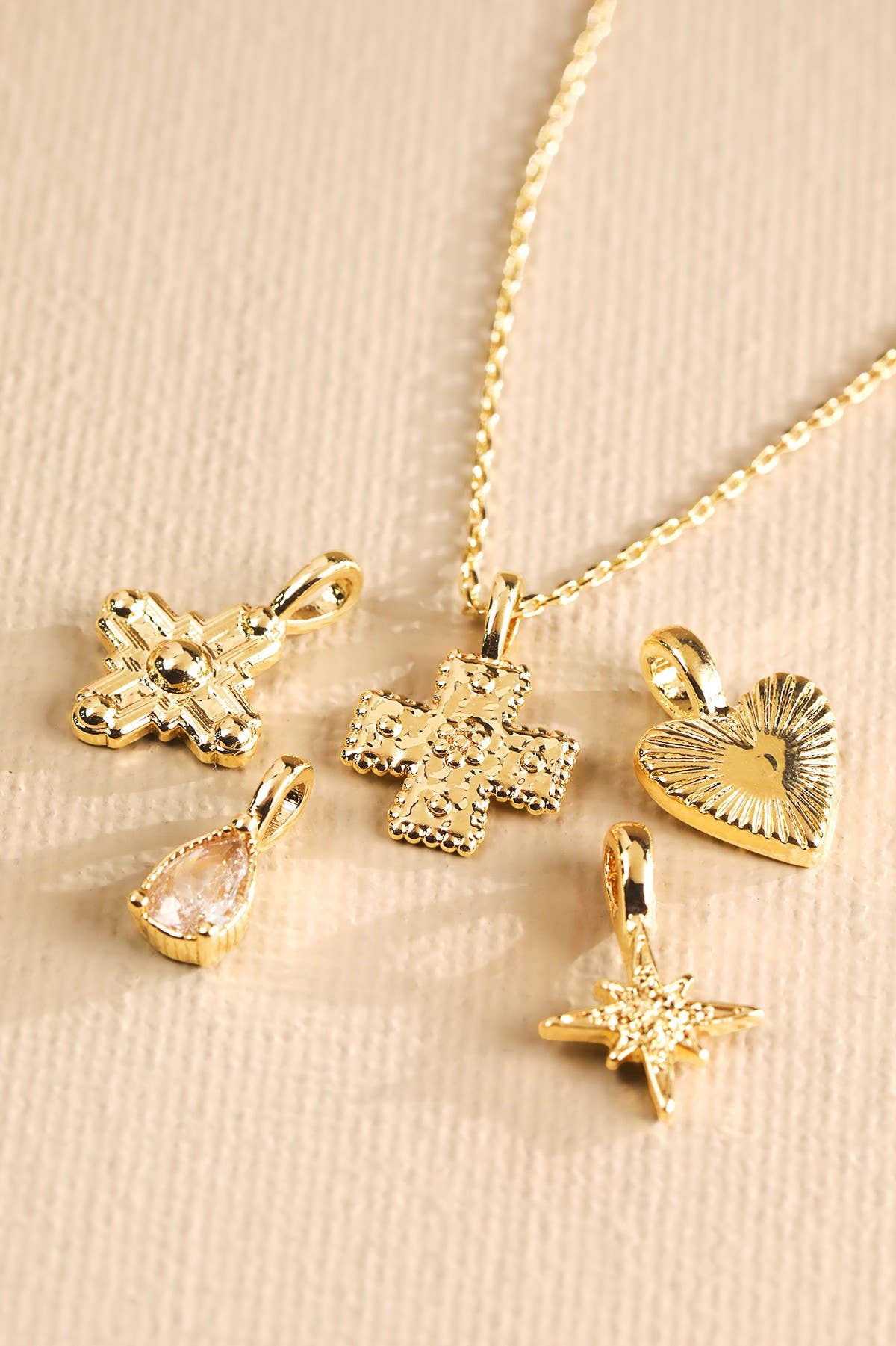 Cross Charm Necklace Set