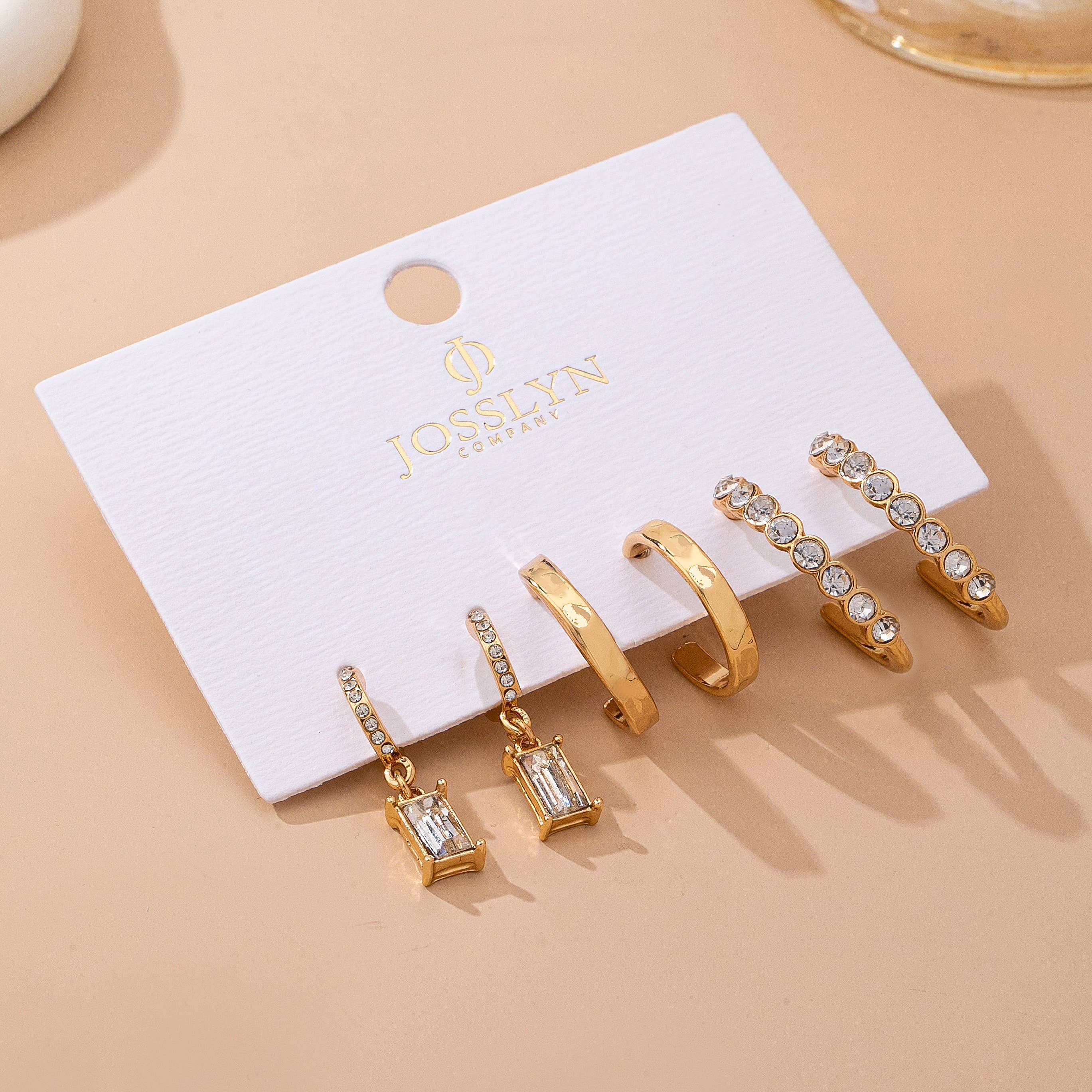 Crystal Gold Hoop Earring Set - Image 2