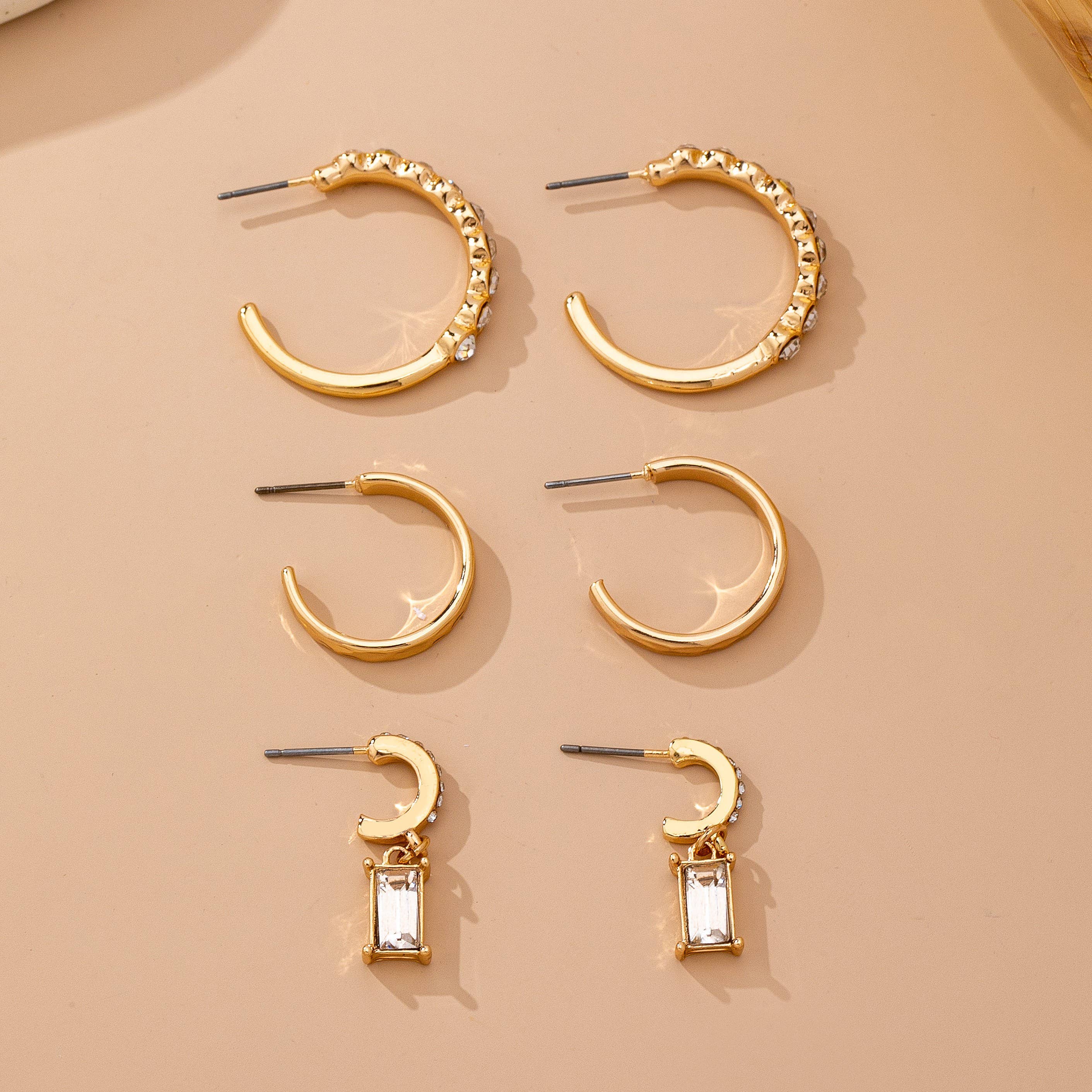Crystal Gold Hoop Earring Set - Image 4