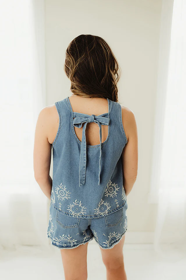 Denim Daisy Embroidered Set - Image 5