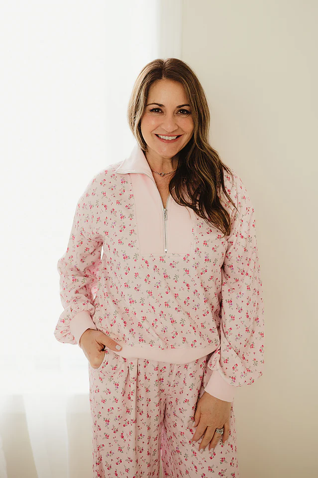 Pink Ditsy Bloom Waffle Lounge Set - Image 2