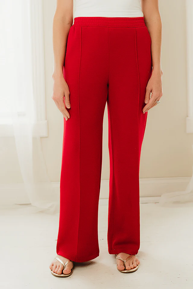 Red Scuba Wide Leg Pants