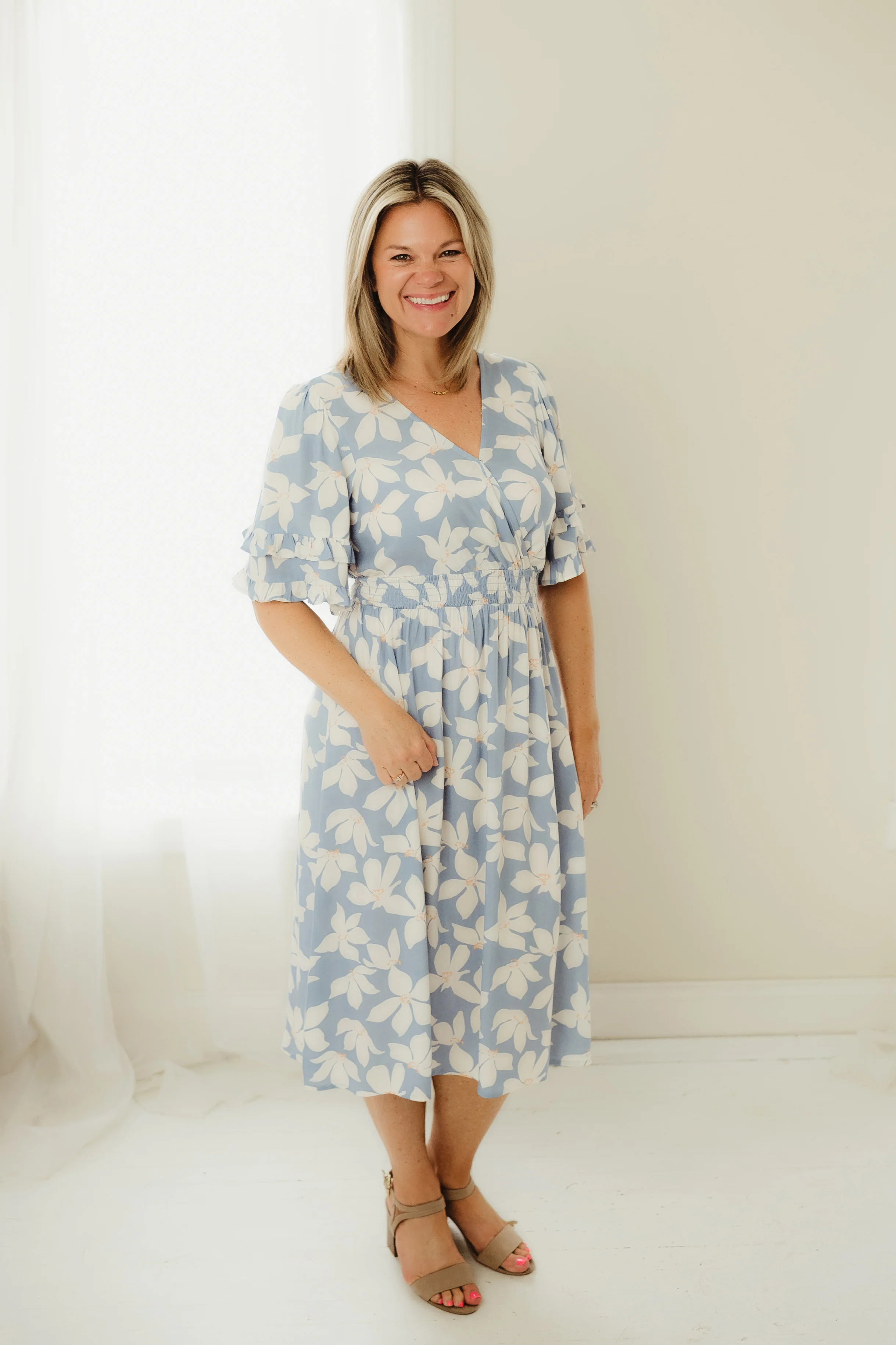 Luna Floral Surplice Midi