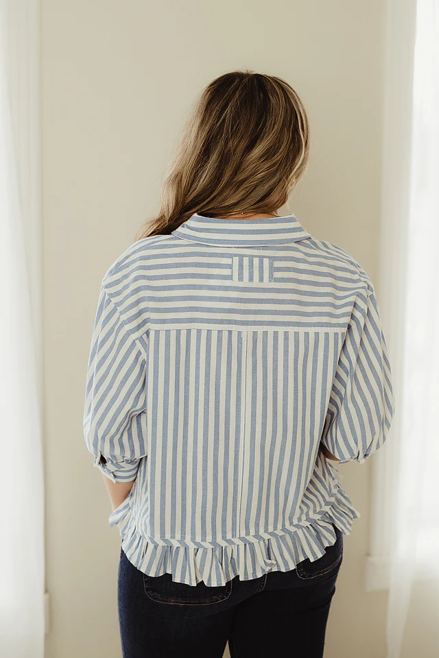 Elise Striped Ruffle Blouse {also available in pink} - Image 3