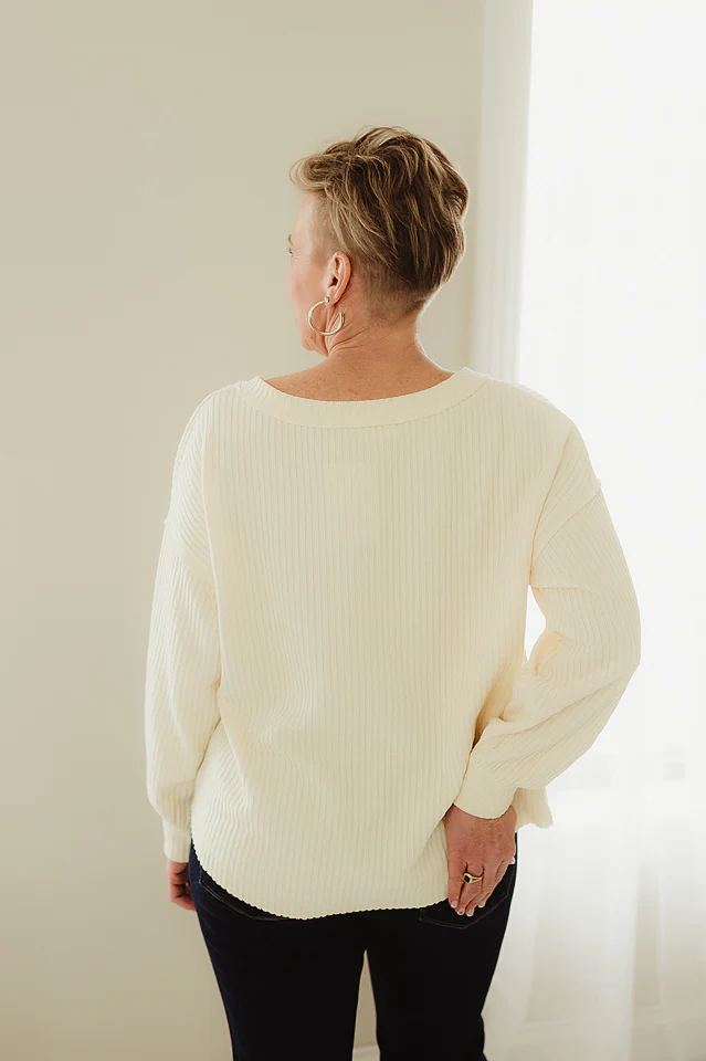 Butter Yellow Exposed Ribbed Henley Top - Image 4